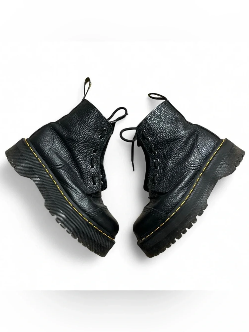 Dr. Martens Sinclair Leather Platform Lace-Up Boots with Zipper Pull